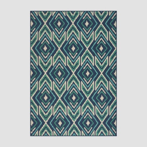 Myrtle Geometric Outdoor Rug Navy Green, Blue And Green Outdoor Rug
