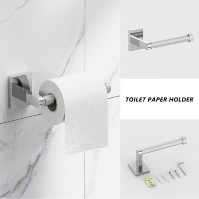 Brushed Nickel 4-Piece Bathroom Hardware Set with Towel Bar