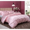 5 Piece Satin Duvet Cover Set, Luxury Blush Pink, Full/Queen Size, Zipper Closure, 1 Duvet+ 4 Pillow Cases - 3 of 4