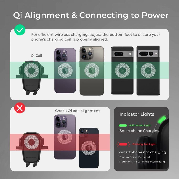 iOttie Easy One Touch Wireless 2 Car & Desk Mount with 10W Qi Wireless Charging Mount - Black: Micro USB Cable, Car Adapter, 3 of 9