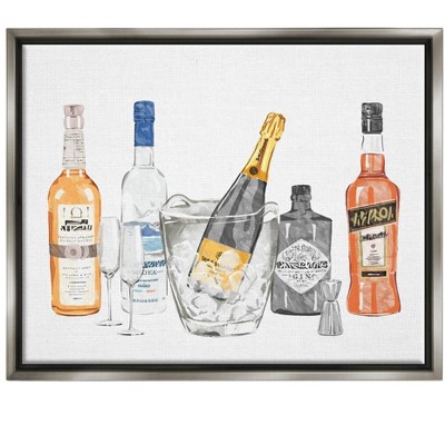 Stupell Industries Various Drink Liquor Bottles Floater Canvas Wall Art