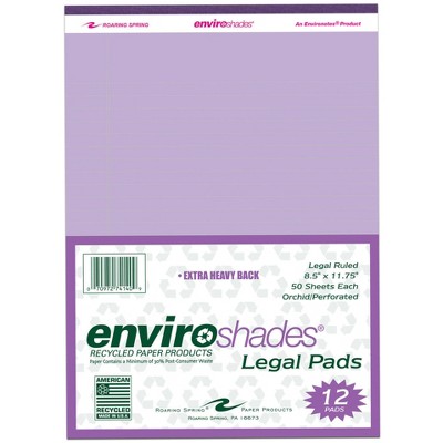 Enviroshades Legal Pads, 8-1/2 x 11 Inches, Orchid, 50 Sheets, Pack of 12