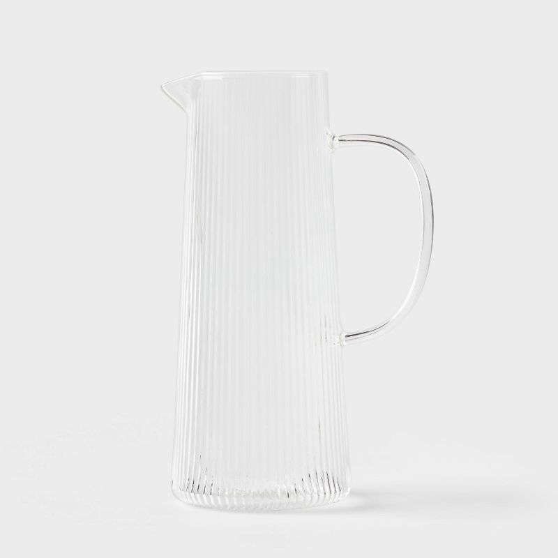 Ribbed Glass Pitcher Clear - Threshold&#8482;, 1 of 5
