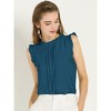 INSPIRE CHIC Women's Ruffled Curved Hem Business Office Vintage Sleeveless Blouse - 2 of 4