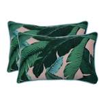 2pk Swaying Palms Rectangular Outdoor Throw Pillow Capri Blue - Pillow Perfect