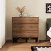 Luck Live Modern 3-Drawer Nightstand with Open Storage Shelf, Minimalist Bedside Table for Bedroom Walnut Color - 2 of 4