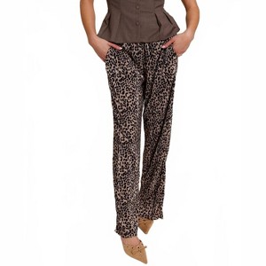 Women's Leopard Print Fancy Wide Leg Pants - AnnieWear - 1 of 4