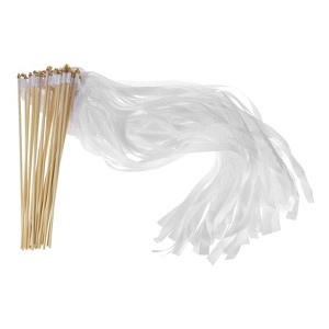 Unique Bargains Party Favor Wooden Handle Lace Ribbon Sticks Fairy Wands 25 Pcs - 1 of 4
