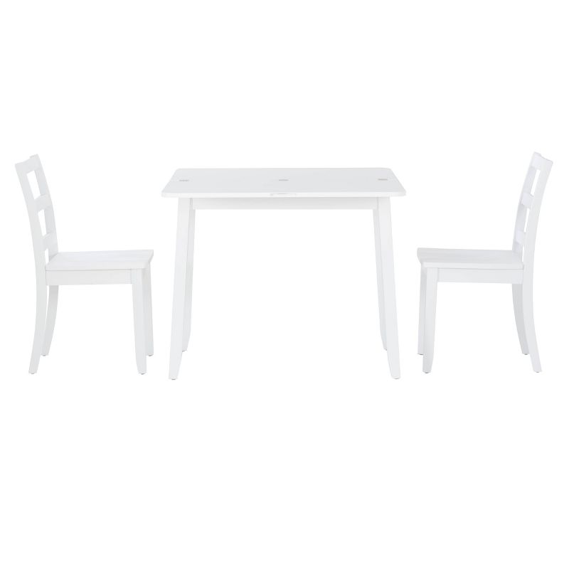 3pc Alberts Solid Wood Hidden Storage Folding Dining Set Clean Bright White Finish - Linon, 3 of 29