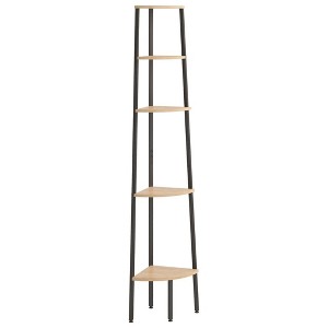 vidaXL Corner Shelf Light brown and black Engineered wood, steel Medium - 1 of 4