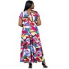 24seven Comfort Apparel Plus Size Floral Print V Neck Empire Waist Cap Sleeve Maxi Dress - 3 of 4
