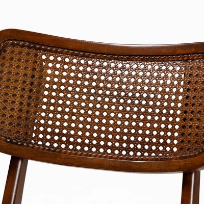 Walnut Brown Low Rattan and Cane Side Chair