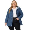 Agnes Orinda Women's Plus Size Layered Drawstring Hood Utility with Pockets Jean Jackets - 3 of 4