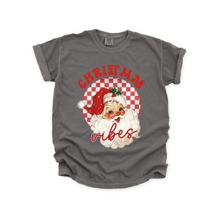 Simply Sage Market Women's Christmas Vibes Santa Checkered Short Sleeve Garment Dyed Tee - 1 of 3