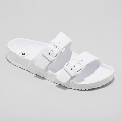 Women's Neida EVA Two Band Footbed Slide Sandals - Shade & Shore™ White 9