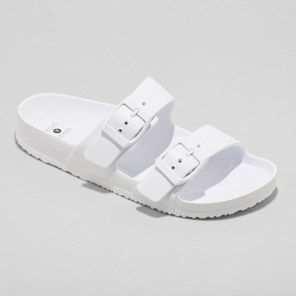 Women's Neida EVA Two Band Footbed Slide Sandals - Shade & Shore White 9