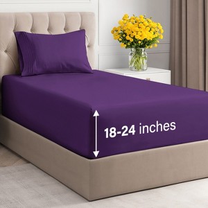 Extra Deep Pocket 4 Piece Sheet Set - Soft Bed Sheets, Fits 18"-24" Mattresses - CGK Linens - 1 of 4