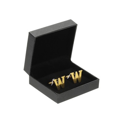 Unique Bargains Men Weddings Gift Classic Alphabet Cuff Links with Box 2 Pcs