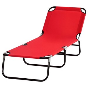 Folding Chaise Lounge Pool Chairs, Outdoor Sun Tanning Chairs with 5-Level Reclining Back, Steel Frame for Beach, Patio - 1 of 4