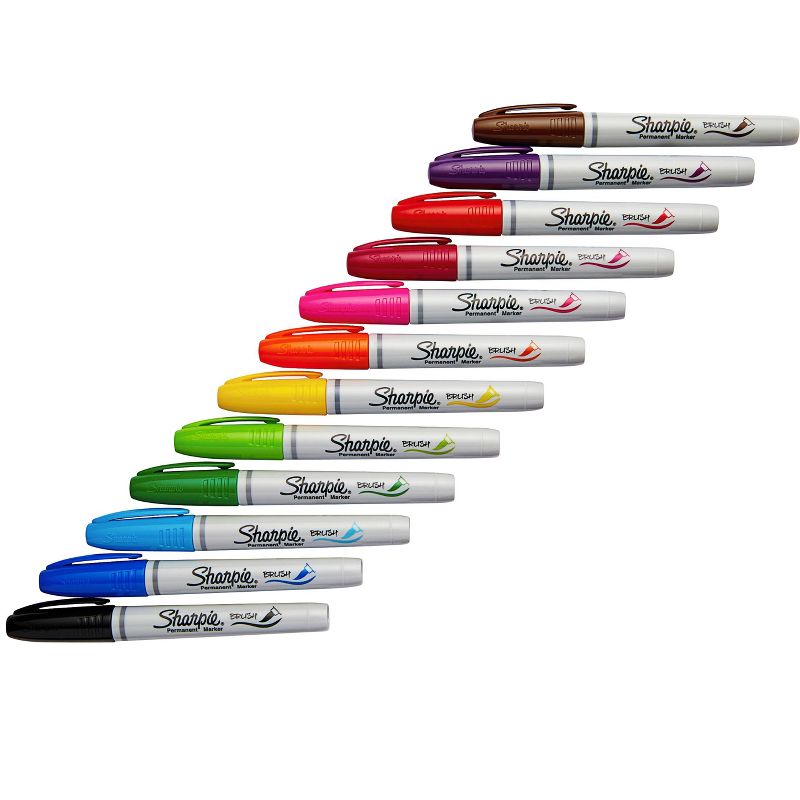 Sharpie Permanent Marker, Brush Tip, Assorted Color, Set of 12, 2 of 7