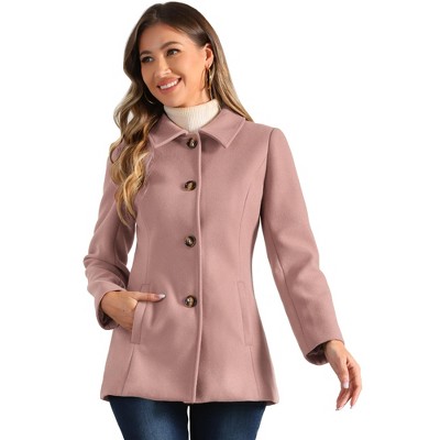 INSPIRE CHIC Women's Work Office Winter Overcoat Single Breasted Point Collar Pea Coat