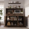 Buffet Cabinet with Storage, Farmhouse Wood Large Kitchen Storage Cabinet with 3 Doors, 3 Drawers and a Countertop, Buffet Table Coffee Bar Wine Bar - 2 of 4