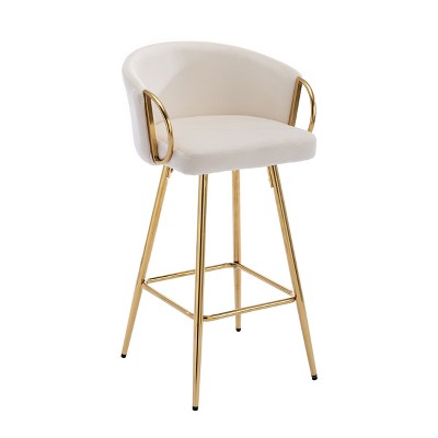 NicBex Set of 2 Bar Stools for Kitchen Island,Velvet Counter Bar Stools with Golden Legs,Bar Chairs for Dining Rooms,Kitchens Islands