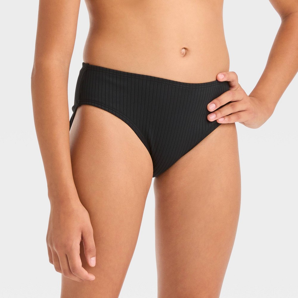 Photos - Swimwear Girls' 'Ride the Wave' Solid Bikini Swim Bottom - art class™ Black M