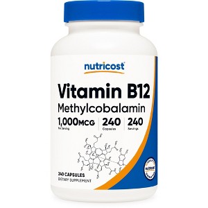 Nutricost Vitamin B12 (Methylcobalamin) 1000mcg, 240 Capsules - Vegetarian, Non-GMO & Gluten Free B12 Supplement - 1 of 4