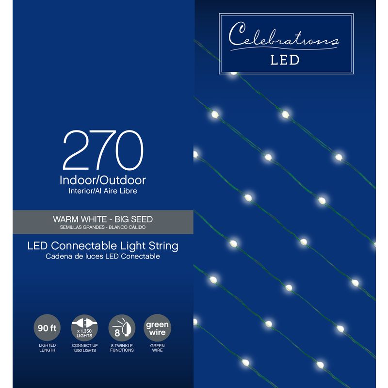 Celebrations LED Micro Dot/Fairy Clear/Warm White 270 ct String Christmas Lights 90 ft., 1 of 2