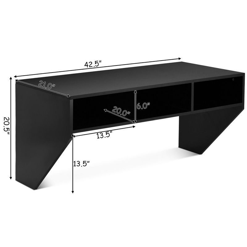 Costway Wall Mounted Floating Computer Table Sturdy Desk Home Office Furni Storag Shelf, 5 of 8