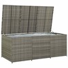 Storage Chest Grey PE Rattan, Powder-Coated Steel Large - 3 of 4