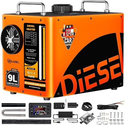 SILVEL Diesel Air Heater All-in-One Portable 4L Tank Orange 12V 24V LCD Remote Control for Vehicles Outdoors