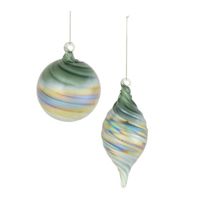 Green Iridescent Ornaments (Set of 12)