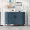 SEVOBAL Utility Storage Cabinets Modern Curved Sideboard with 4 Doors Adjustable Shelves and Decorative Carved Design, Blue, 47.24"*15.75"*32.28" - 4 of 4