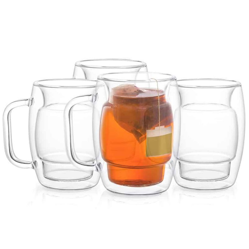 JoyJolt Cadus Glass Coffee Cups Double Wall  - Set of 4 Insulated Mugs Tea Glasses - 10-Ounces, 4 of 10