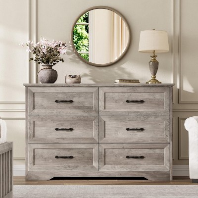 5/6 Drawer Dresser for Bedroom, Wooden Chest of Drawers with Wide Handles, Modern Farmhouse Storage Cabinet Organizer for Bedroom, Living Room