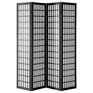 VEVOR Room Divider, 4 Panel Japanese Room Divider, Wood Folding Privacy Screen Indoor, Japanese Partition Dividers Portable Decoration Screens Black - 1 of 4