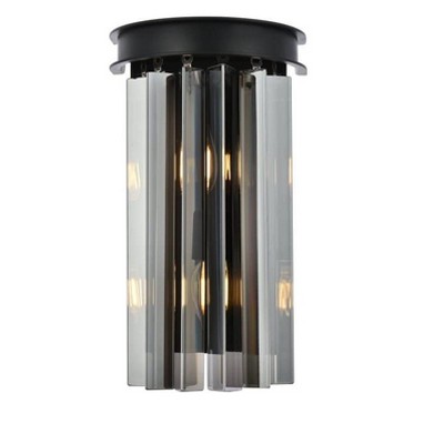 Elegant Lighting Sydney Collection Wall Sconce D:8in H:14in E:5in Lt:2 Matte Black Finish (Royal Cut Crystals)