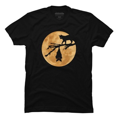 Men's Design By Humans Halloween - Moon (The Cat and the Bat) By MonkeyStore T-Shirt