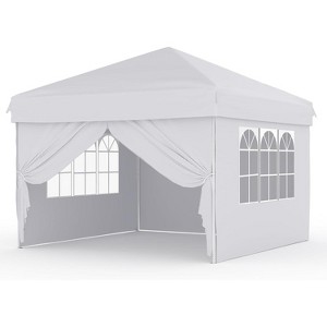 10x10 FT Portable Pop Up Canopy Tent with 4 Removable Waterproof Sidewalls, Easy Setup Outdoor Shelter for Beach, Camping, Backyard - 1 of 4