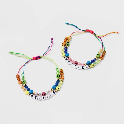 Girls' 2pk Best Friends Bracelet Set With Smiley Face Beads - Cat & Jack™ :  Target