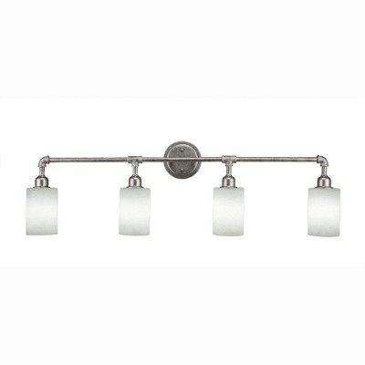 Toltec Lighting Vintage 4 - Light Vanity in  Aged Silver with 4" White Muslin Shade