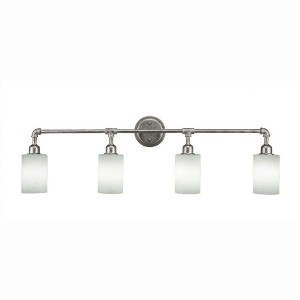 Toltec Lighting Vintage 4 - Light Vanity in  Aged Silver with 4" White Muslin Shade - 1 of 1