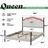 AMERLIFE Bed Frame with 51.2" Tall Upholstered Headboard and Four Poster Design - 2 of 3