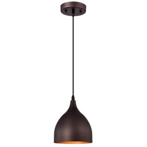 Chloe Lighting Walter Industrial 1 Light Oil Rubbed Bronze Mini Pendant Ceiling Fixture 7" Wide - 1 of 4