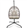 SKRAN Patio Wicker folding Hanging Chair, Swing Egg Chair with Stand Wicker Rattan, Patio Basket Hanging Chair with Bracket , with cushion and pillow - 2 of 4