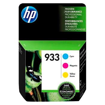 HP 933 C/M/Y 3pk Ink Cartridges - Cyan, Magenta, Yellow (N9H56FN#140)