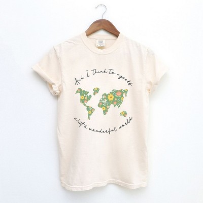 Simply Sage Market Women's What A Wonderful World Short Sleeve Garment Dyed Tee