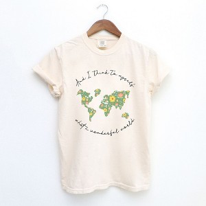 Simply Sage Market Women's What A Wonderful World Short Sleeve Garment Dyed Tee - 1 of 4